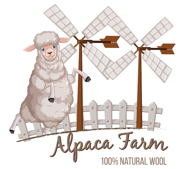 Logotipo de granja de alpaca para productos de lana.