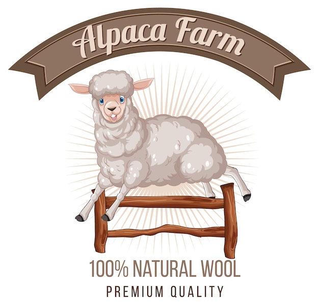 Vector gratuito logotipo de granja de alpaca para productos de lana.