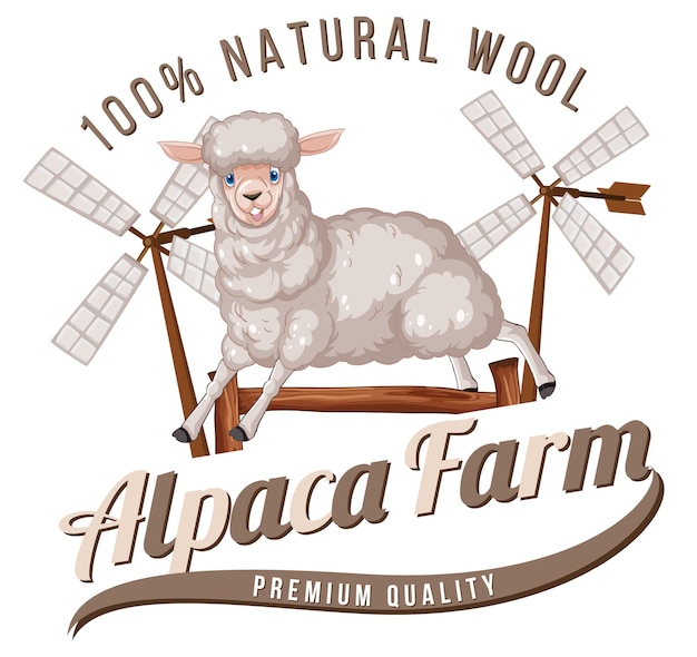 Logotipo de granja de alpaca para productos de lana.