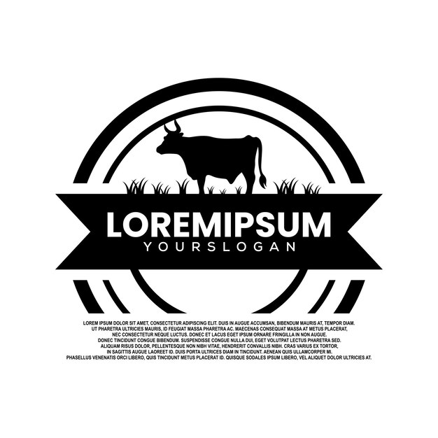 logotipo de la granja de vacas diseño vectorial logotipo