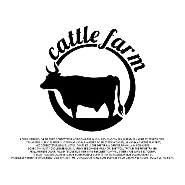 logotipo de la granja de vacas diseño vectorial logotipo