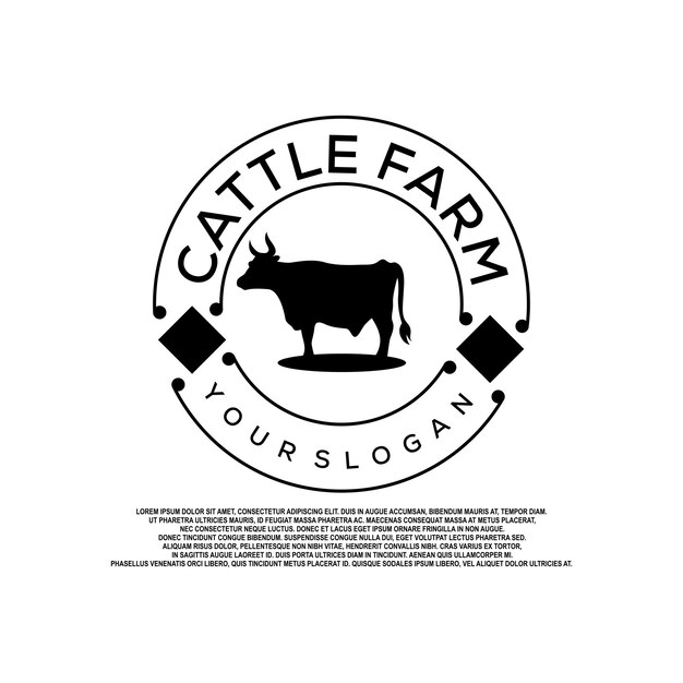 logotipo de la granja de vacas diseño vectorial logotipo