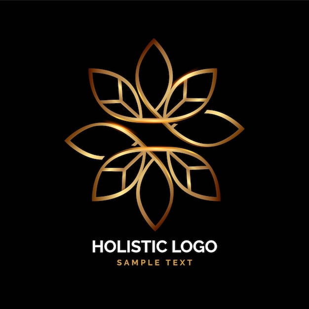 Logotipo holístico dorado detallado