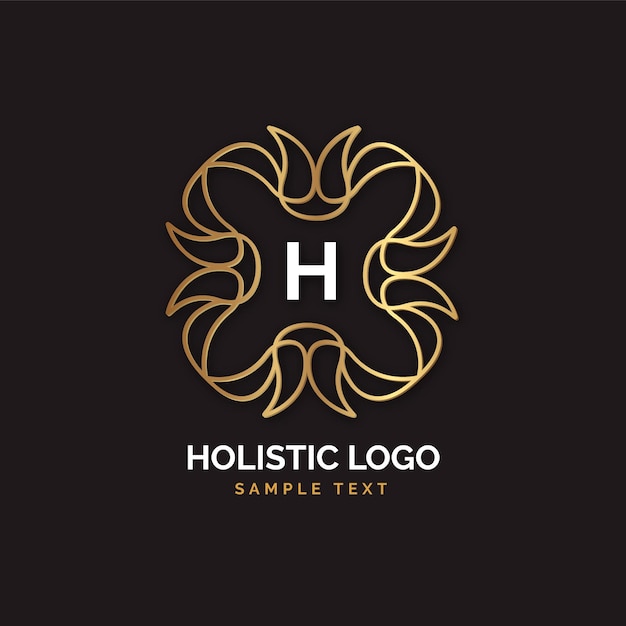 Logotipo holístico dorado detallado