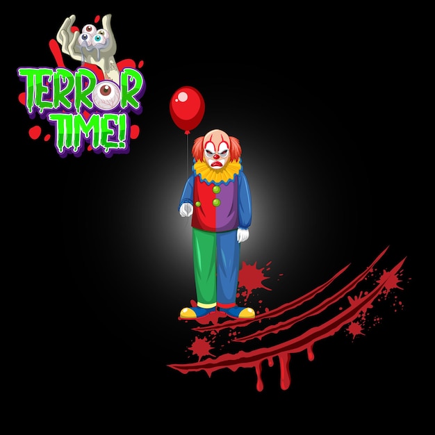 Vector gratuito logotipo de horror time con payaso espeluznante