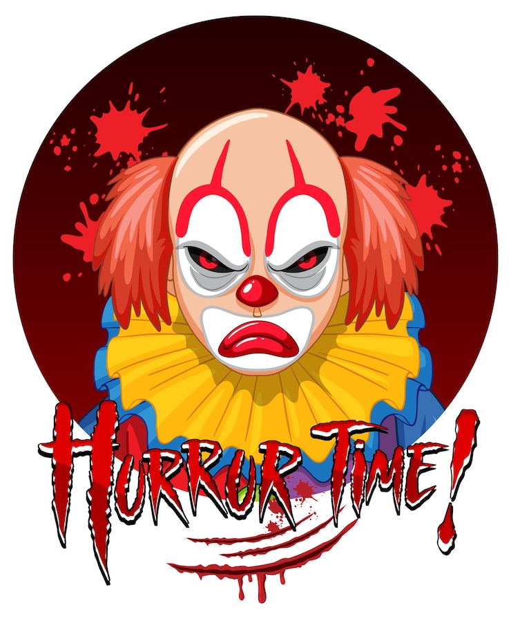 Vector gratuito logotipo de horror time con payaso espeluznante