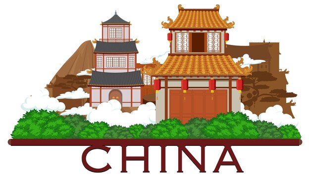 Vector gratuito logotipo icónico de la construcción de viviendas de la arquitectura china