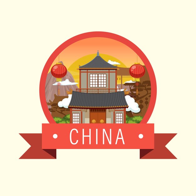 Logotipo icónico de la construcción de viviendas de la arquitectura china