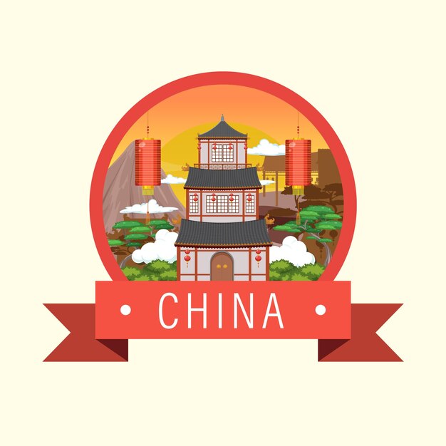 Logotipo icónico de la construcción de viviendas de la arquitectura china