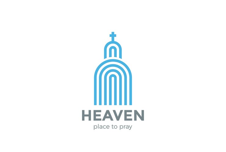 Vector gratuito logotipo de la iglesia logotipo de la religión. estilo lineal