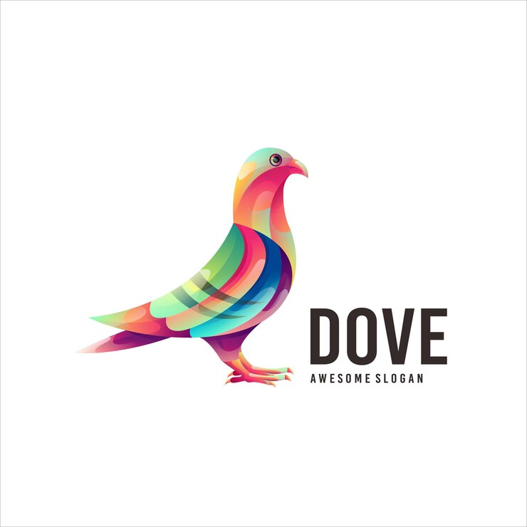 Logotipo de ilustración de degradado colorido de paloma