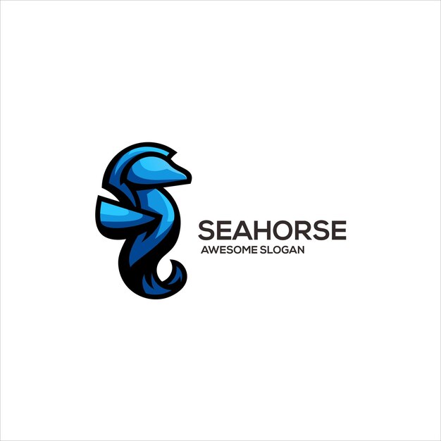 Logotipo de ilustración de diseño de caballito de mar