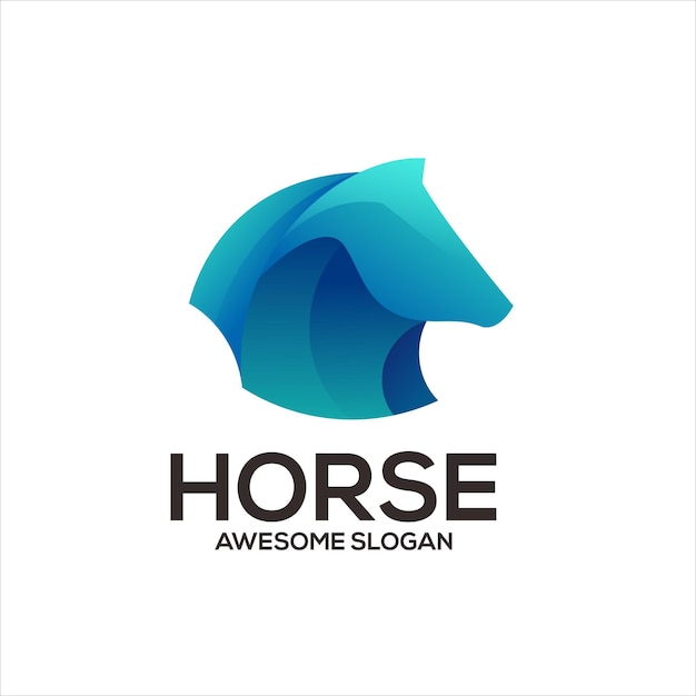 Logotipo de ilustración de diseño de degradado colorido de caballo