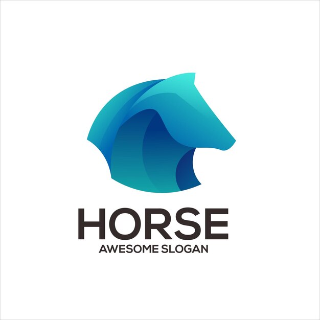 Logotipo de ilustración de diseño de degradado colorido de caballo