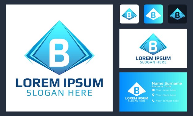 Logotipo inicial de la letra b del monograma logotipo de icono abstracto de cristal para su empresa
