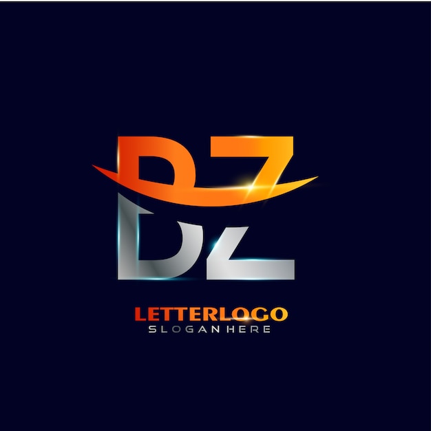 Logotipo inicial de la letra bz con diseño de swoosh para el logotipo de la empresa y la empresa.