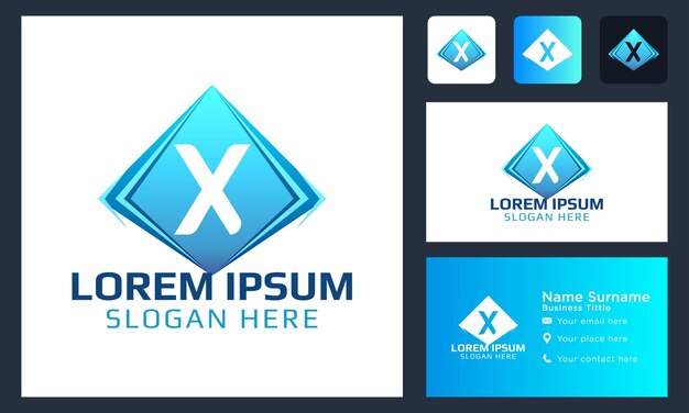Logotipo inicial de la letra x del monograma logotipo de icono abstracto de cristal para su empresa