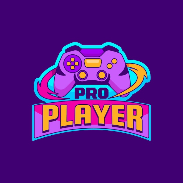 Logotipo de juegos de diseño plano