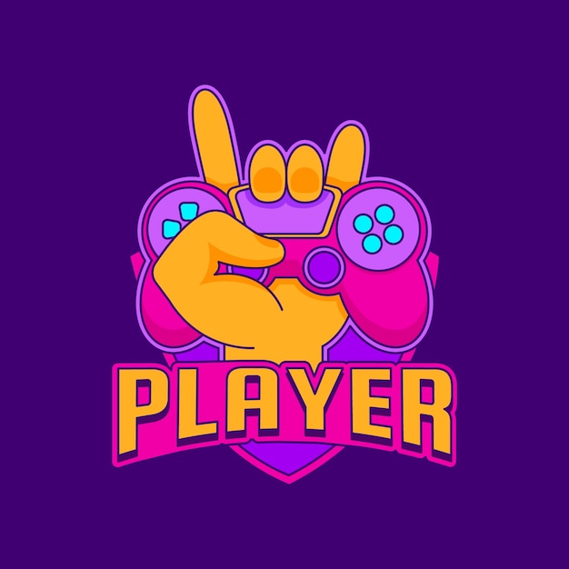 Logotipo de juegos de diseño plano