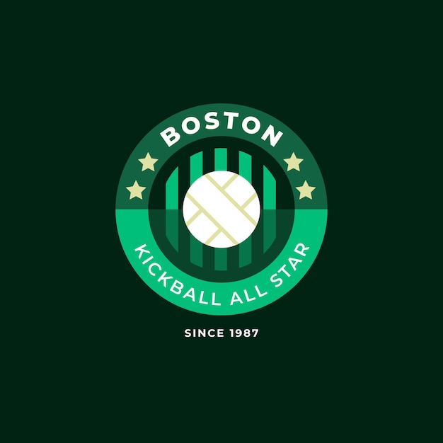 Logotipo de kickball de diseño plano
