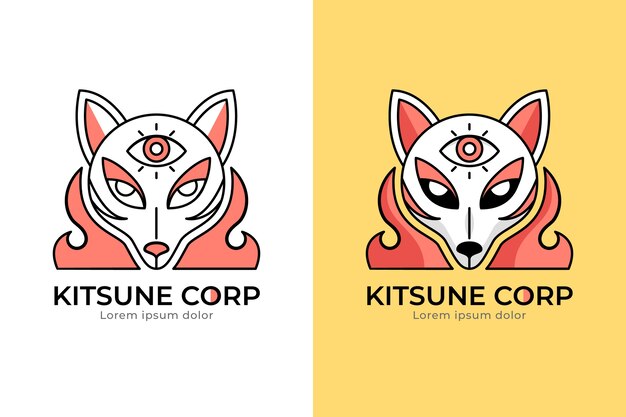 Logotipo de kitsune dibujado a mano