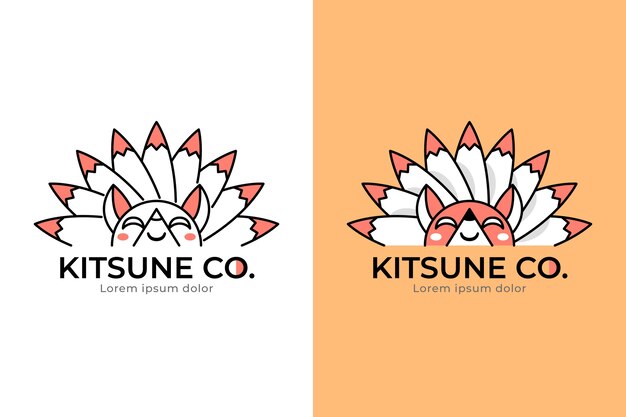 Logotipo de kitsune dibujado a mano