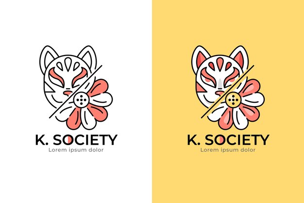 Logotipo de kitsune dibujado a mano