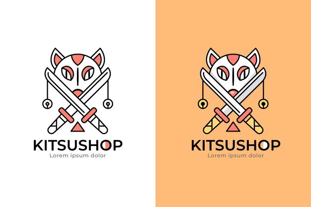 Logotipo de kitsune dibujado a mano