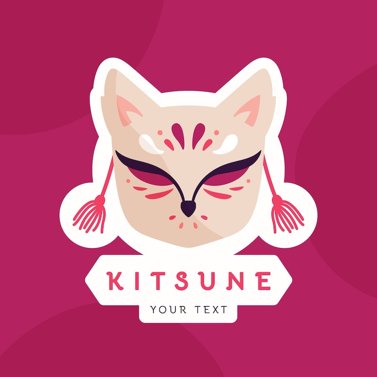 Vector gratuito logotipo de kitsune de diseño plano dibujado a mano
