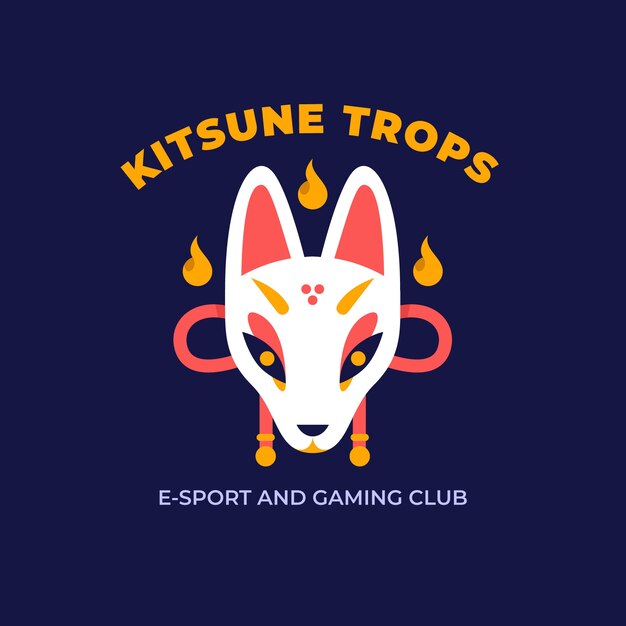 Logotipo de kitsune de diseño plano