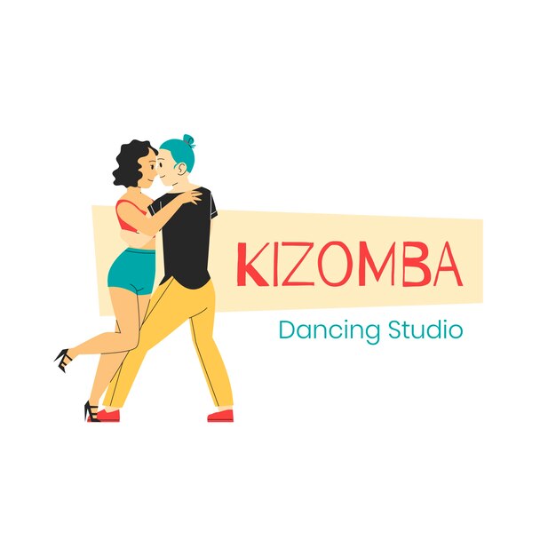 Logotipo de kizomba de diseño plano dibujado a mano