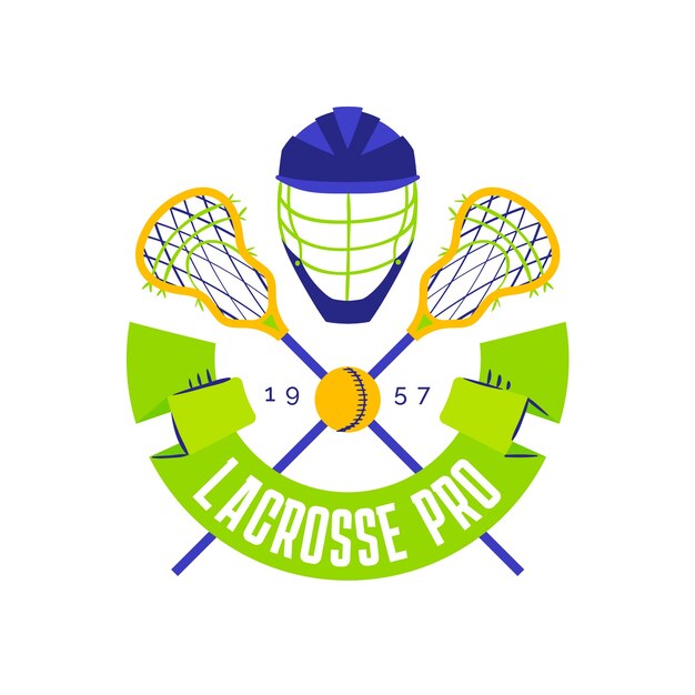 Logotipo de lacrosse dibujado a mano estilo plano
