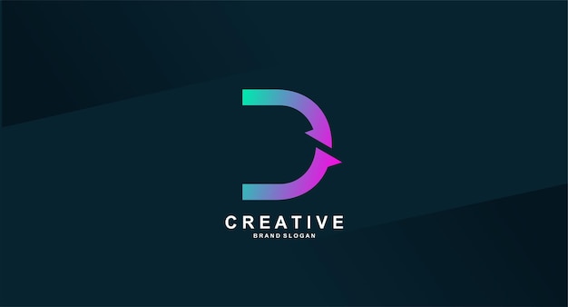 Logotipo de letra colorido con un círculo y flechas