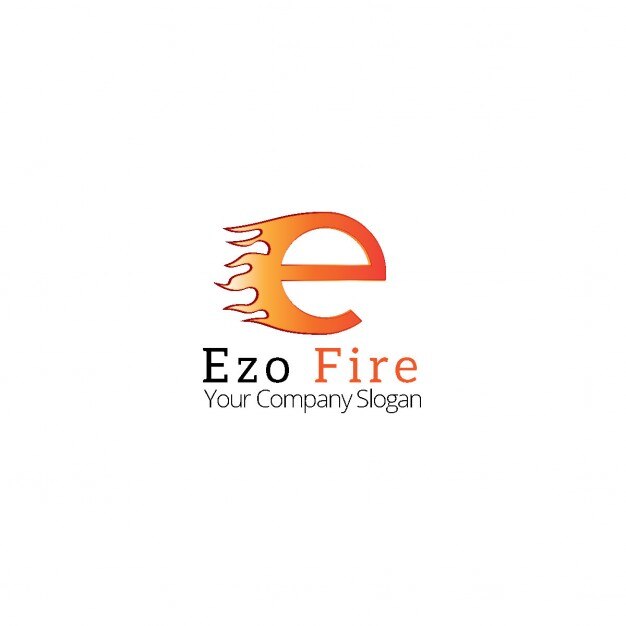 Logotipo de letra "e" en llamas
