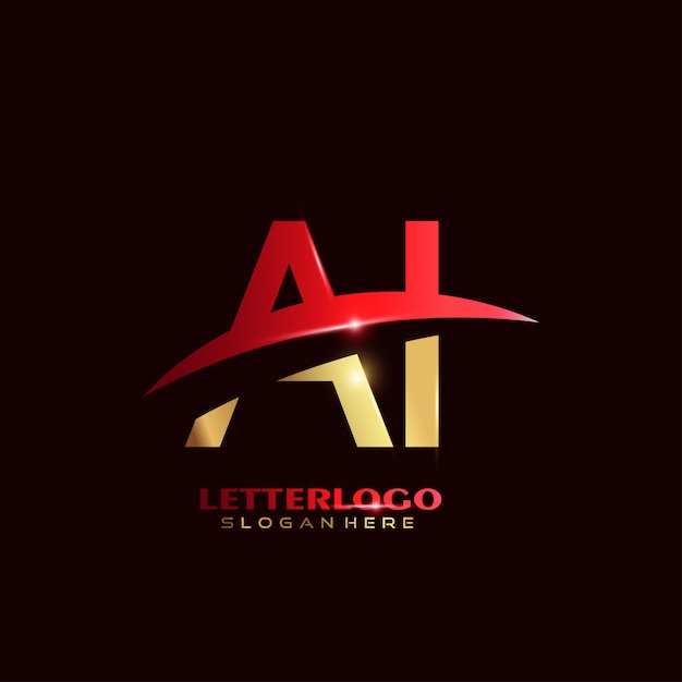 Vector gratuito logotipo de letra inicial ai con diseño de swoosh para el logotipo de empresa y negocio.