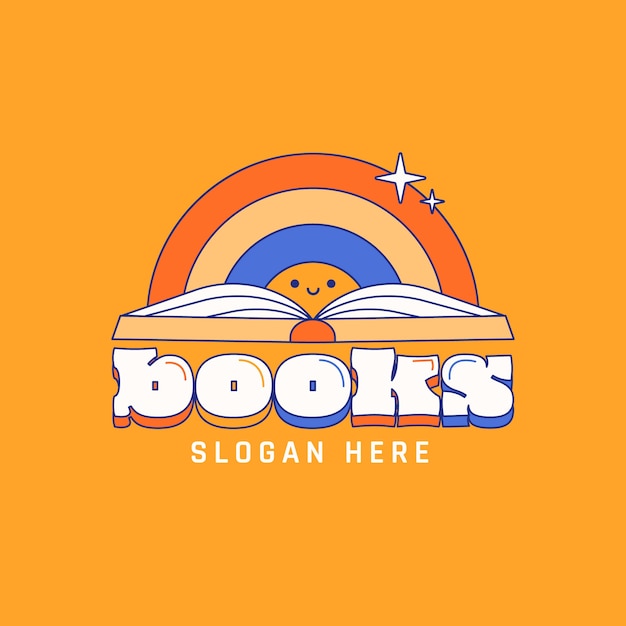 Vector gratuito logotipo de librería de diseño plano dibujado a mano