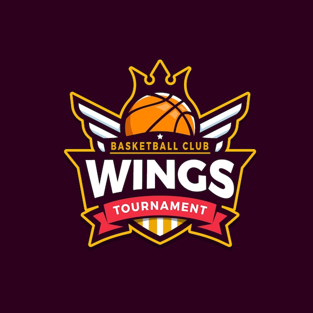 Logotipo de logotipo de baloncesto de diseño plano