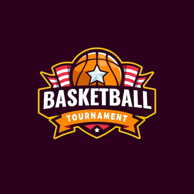 Vector gratuito logotipo de logotipo de baloncesto de diseño plano