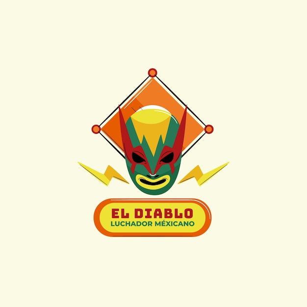 Vector gratuito logotipo de luchador mexicano de diseño plano