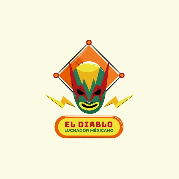 Logotipo de luchador mexicano de diseño plano
