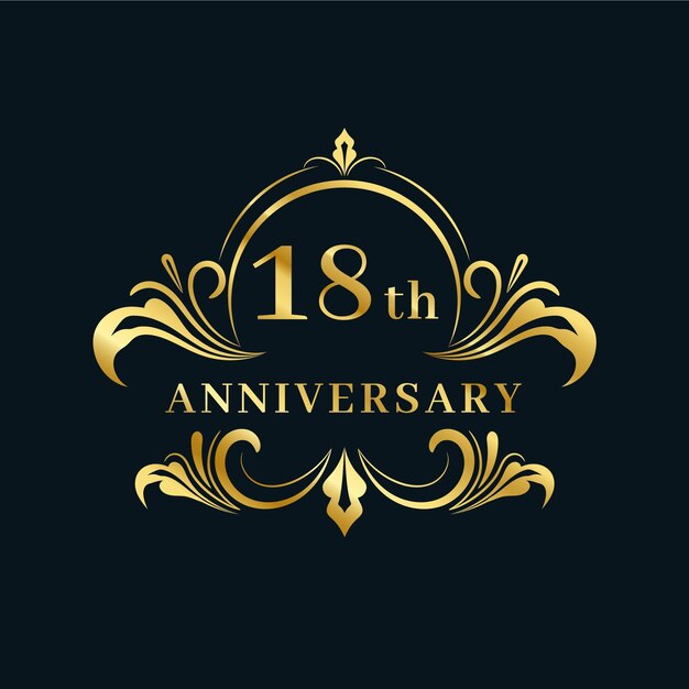 Logotipo de lujo del 18 aniversario