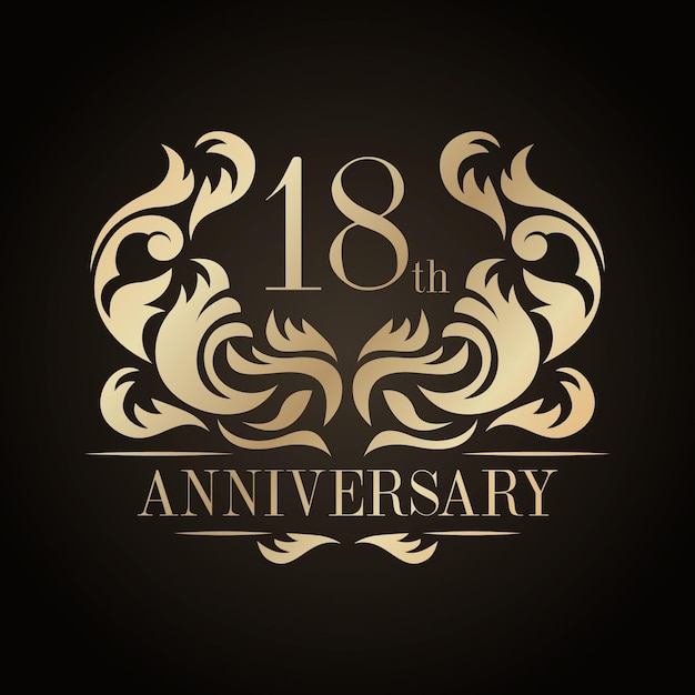 Logotipo de lujo del 18 aniversario