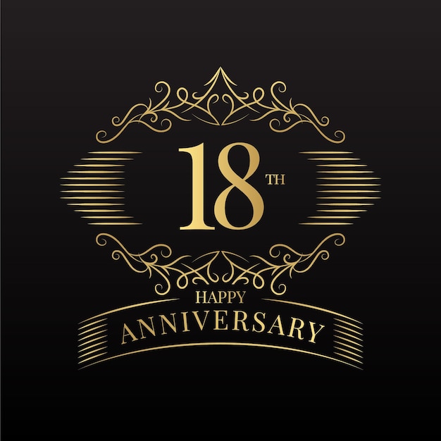 Logotipo de lujo del 18 aniversario