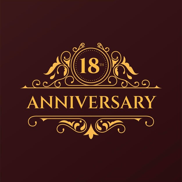 Logotipo de lujo del 18 aniversario