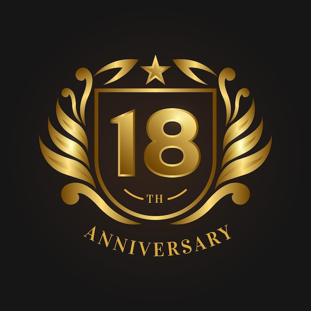 Logotipo de lujo del 18 aniversario