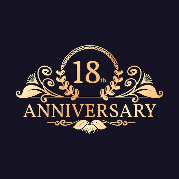 Logotipo de lujo del 18 aniversario