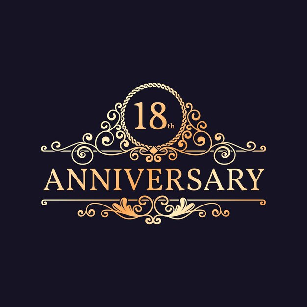 Logotipo de lujo del 18 aniversario