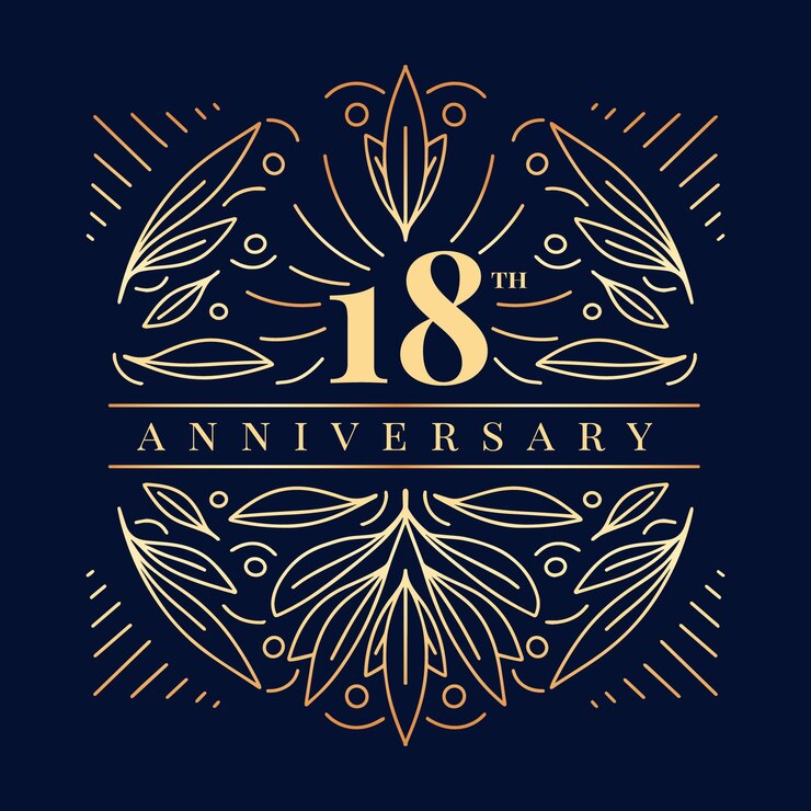 Vector gratuito logotipo de lujo del decimoctavo aniversario