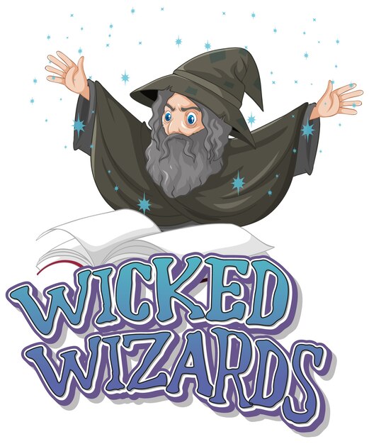 Logotipo de magos malvados en blanco