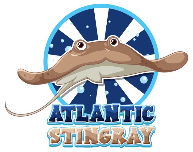 Logotipo de mantarraya atlántica con carácter de cartón